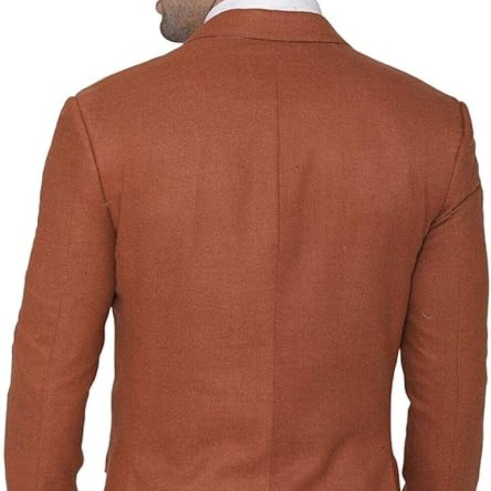 WINTAGE Men's Wool Casual and Festive Blazer Coat Jacket Brick colored s44 - Picture 3 of 5